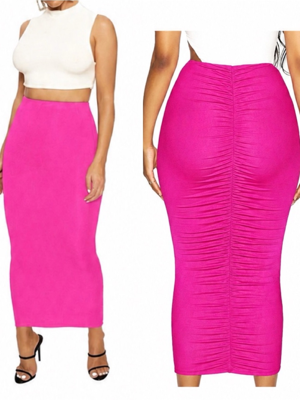 Naked Wardrobe The Hourglass Midi Skirt Pink Size Small NWT